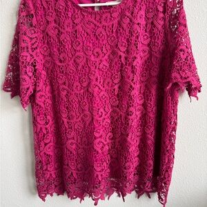 Vibrant Fuchsia Lace Blouse